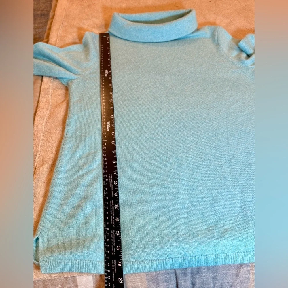 Talbots‎ Cashmere Turquoise Blue Luxury Turtleneck A-line sweater, size Medium